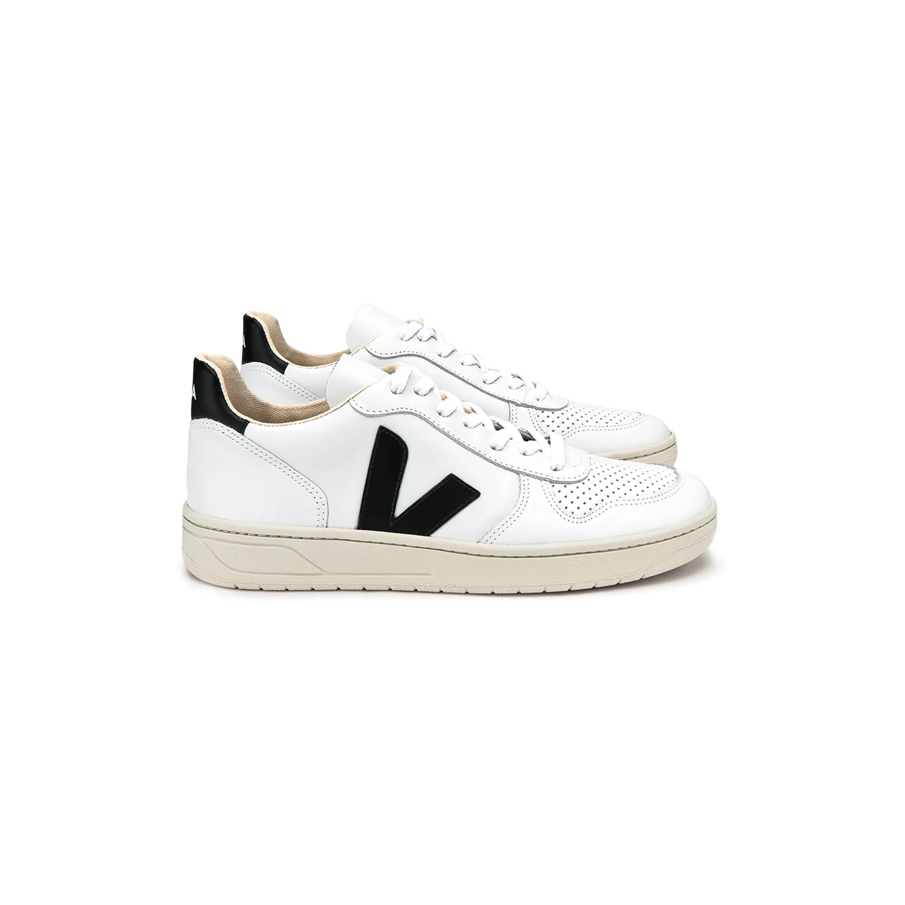 VEJA V-10 - Leather White Black