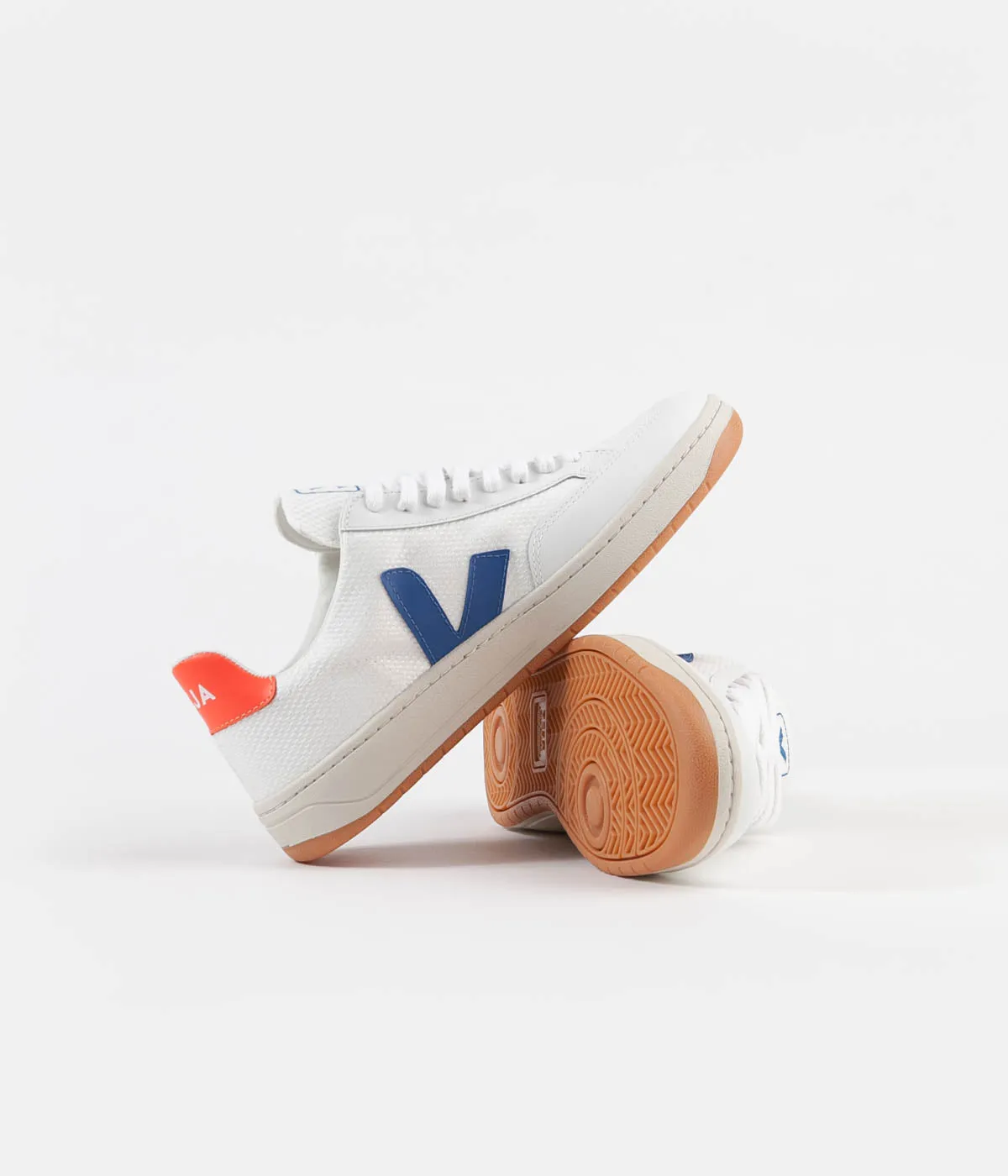 Veja V-12 B-Mesh Shoes - White / Indigo / Orange Fluoro