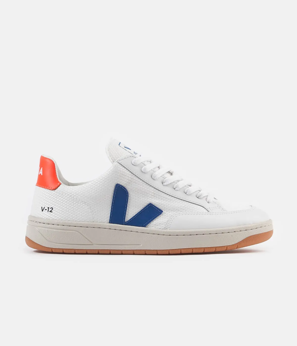 Veja V-12 B-Mesh Shoes - White / Indigo / Orange Fluoro