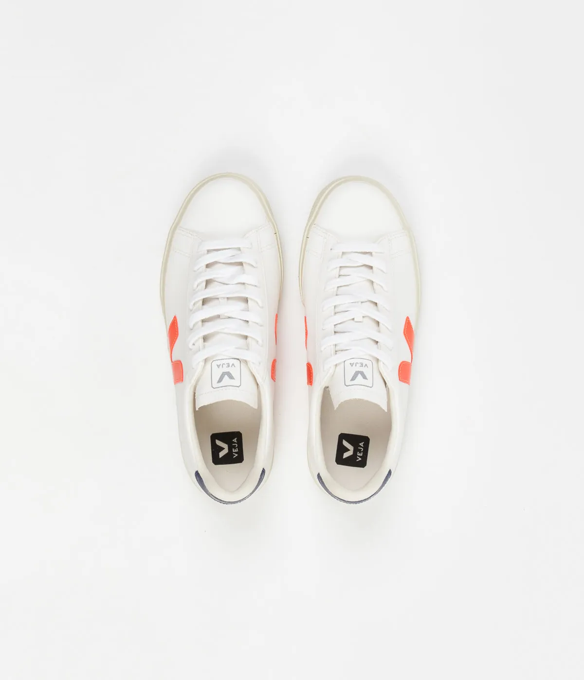 Veja Womens Campo ChromeFree Shoes - Extra White / Orange Fluoro / Cobalt