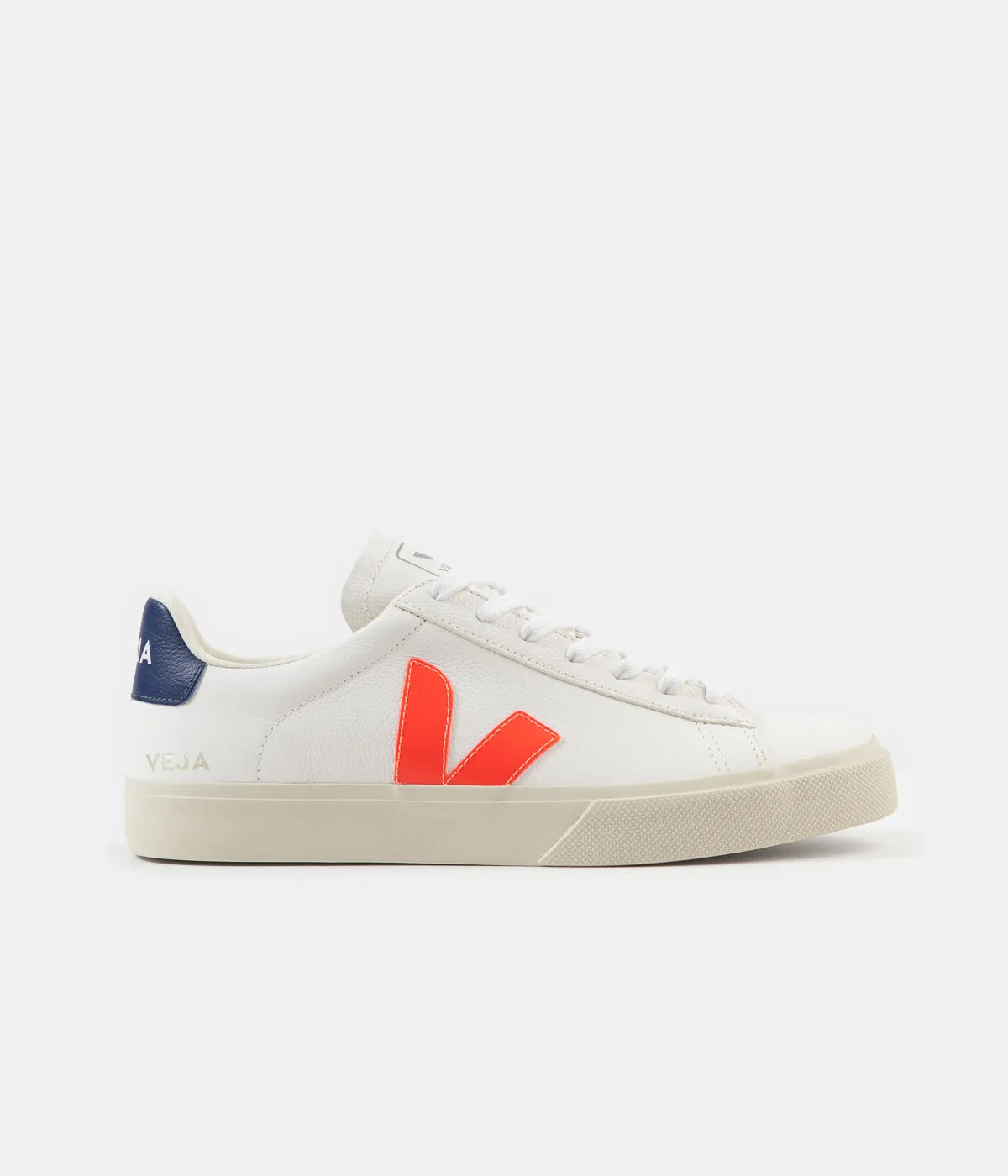 Veja Womens Campo ChromeFree Shoes - Extra White / Orange Fluoro / Cobalt