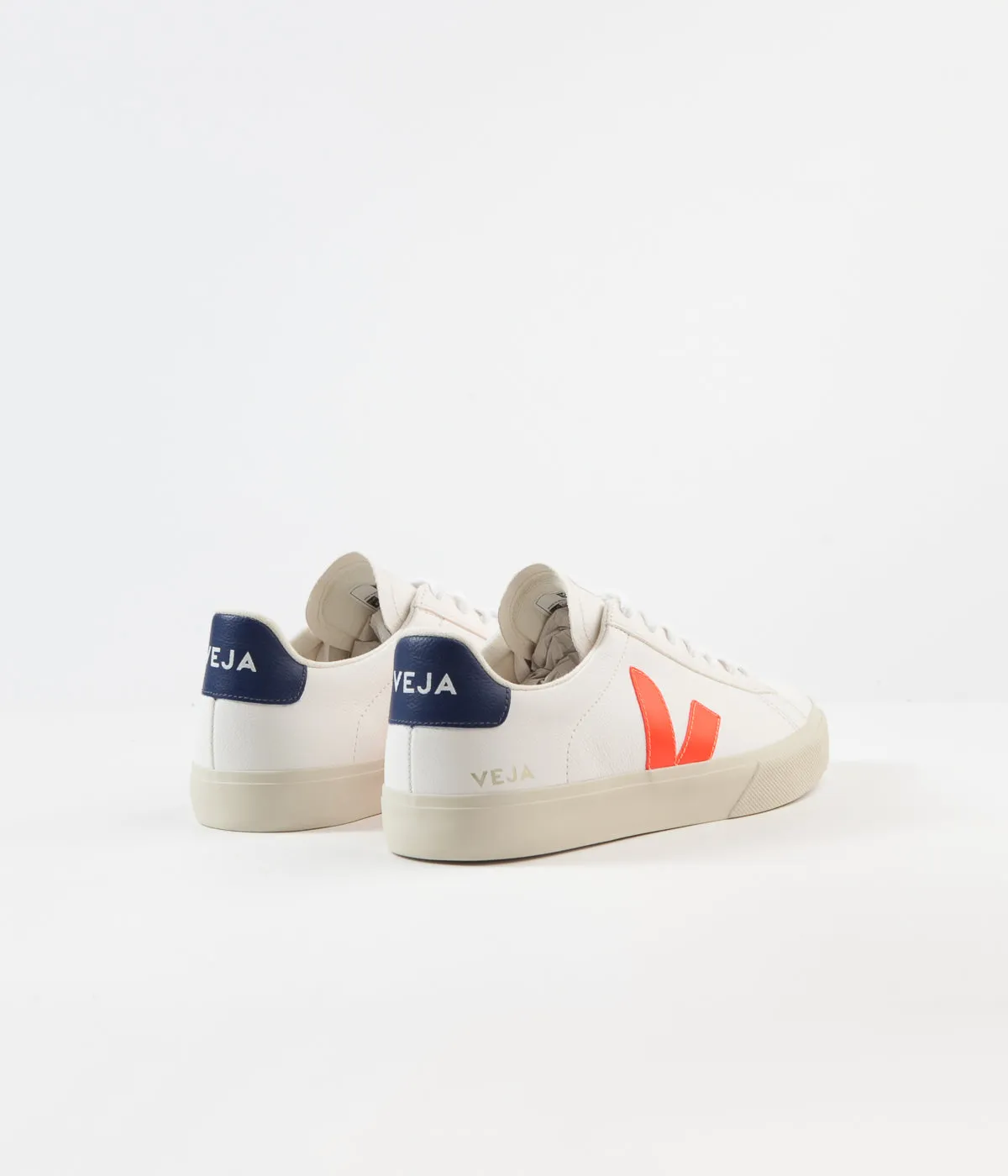 Veja Womens Campo ChromeFree Shoes - Extra White / Orange Fluoro / Cobalt