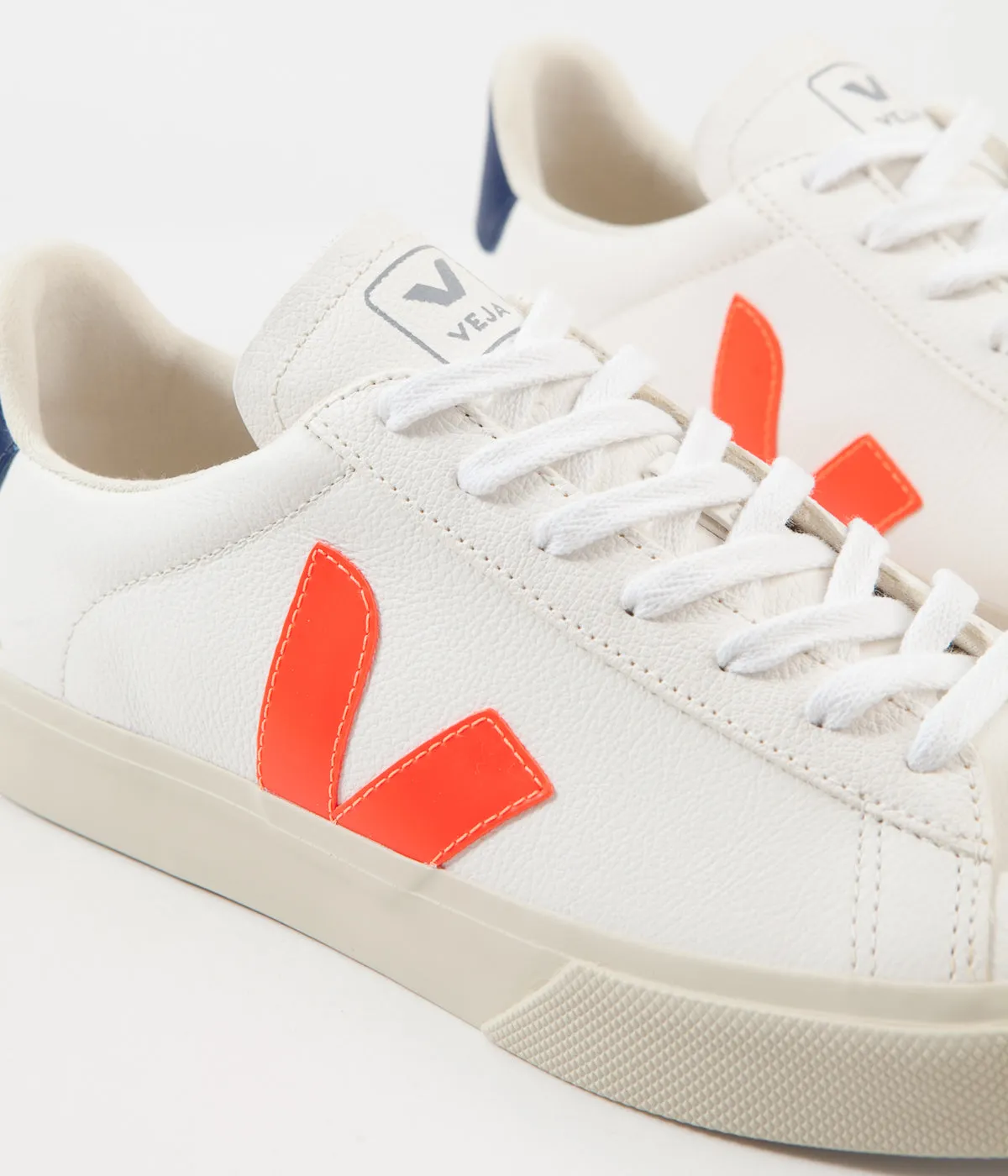 Veja Womens Campo ChromeFree Shoes - Extra White / Orange Fluoro / Cobalt