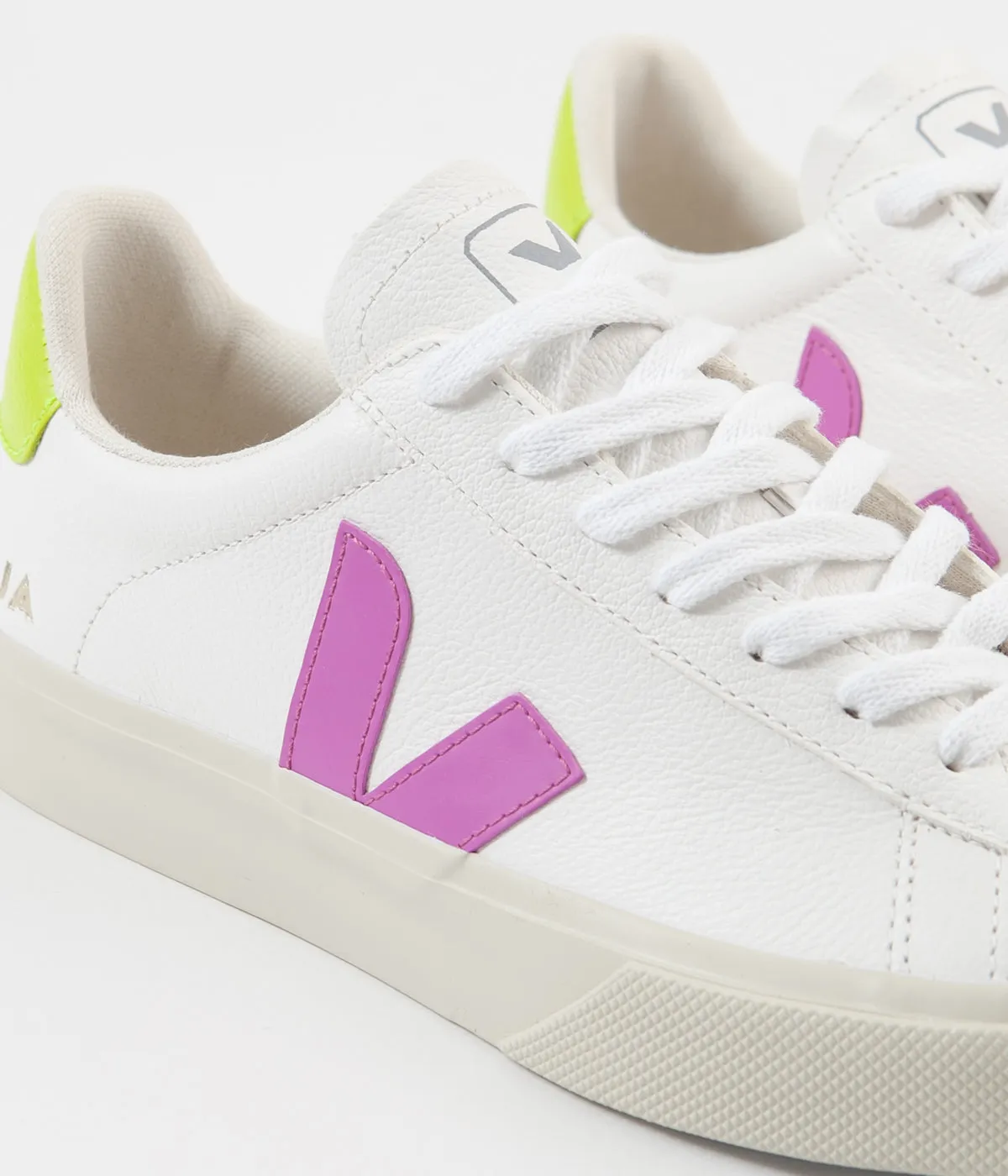 Veja Womens Campo Easy Shoes - Extra White / Ultraviolet / Jaune Fluo