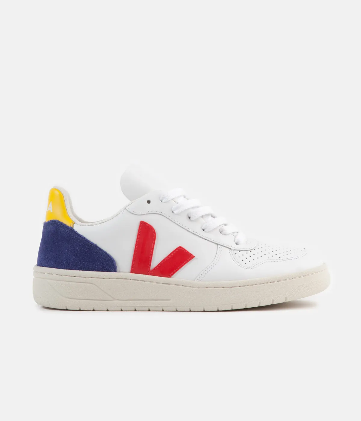 Veja Womens V-10 Leather Shoes - Extra White / Pekin / Cobalt / Tonic