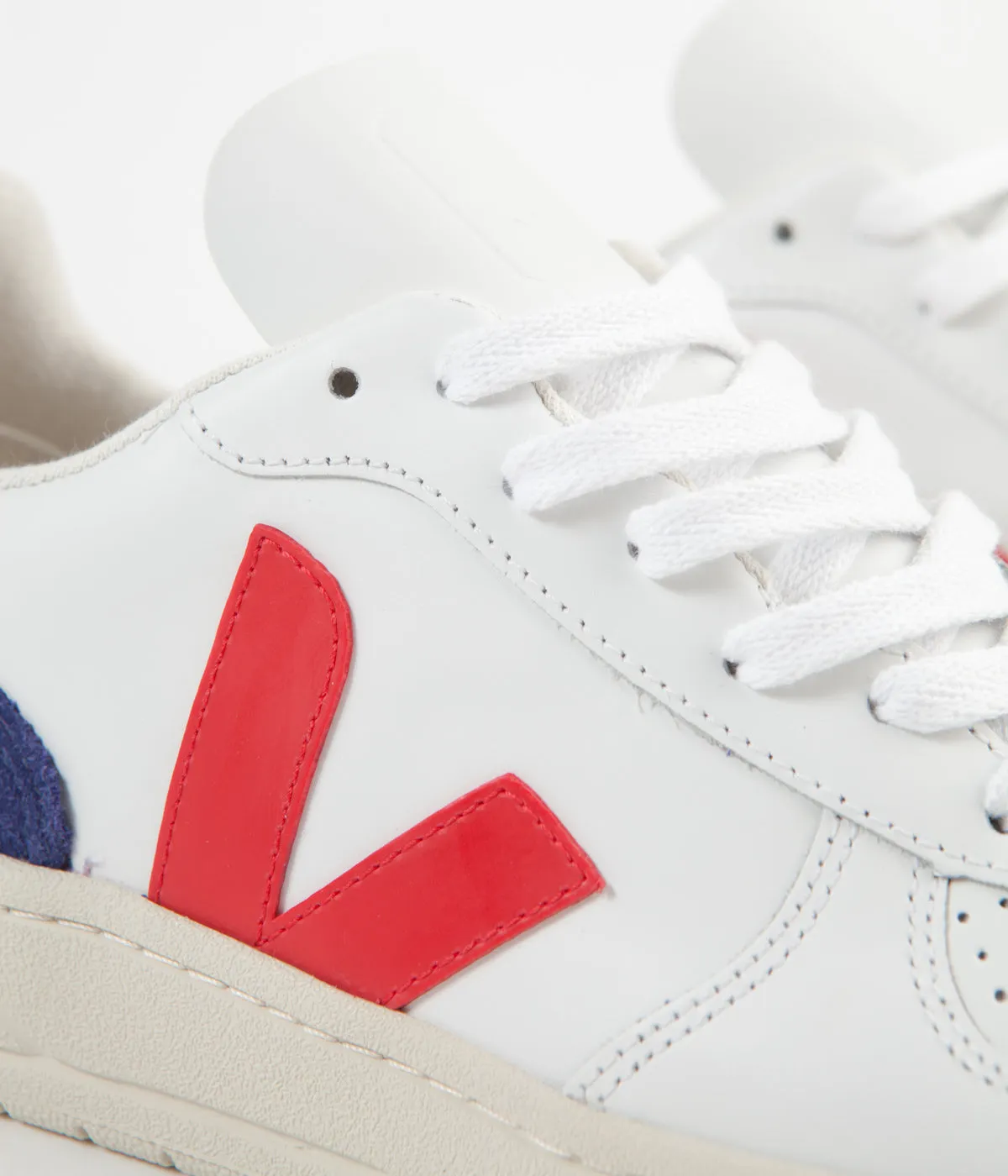 Veja Womens V-10 Leather Shoes - Extra White / Pekin / Cobalt / Tonic