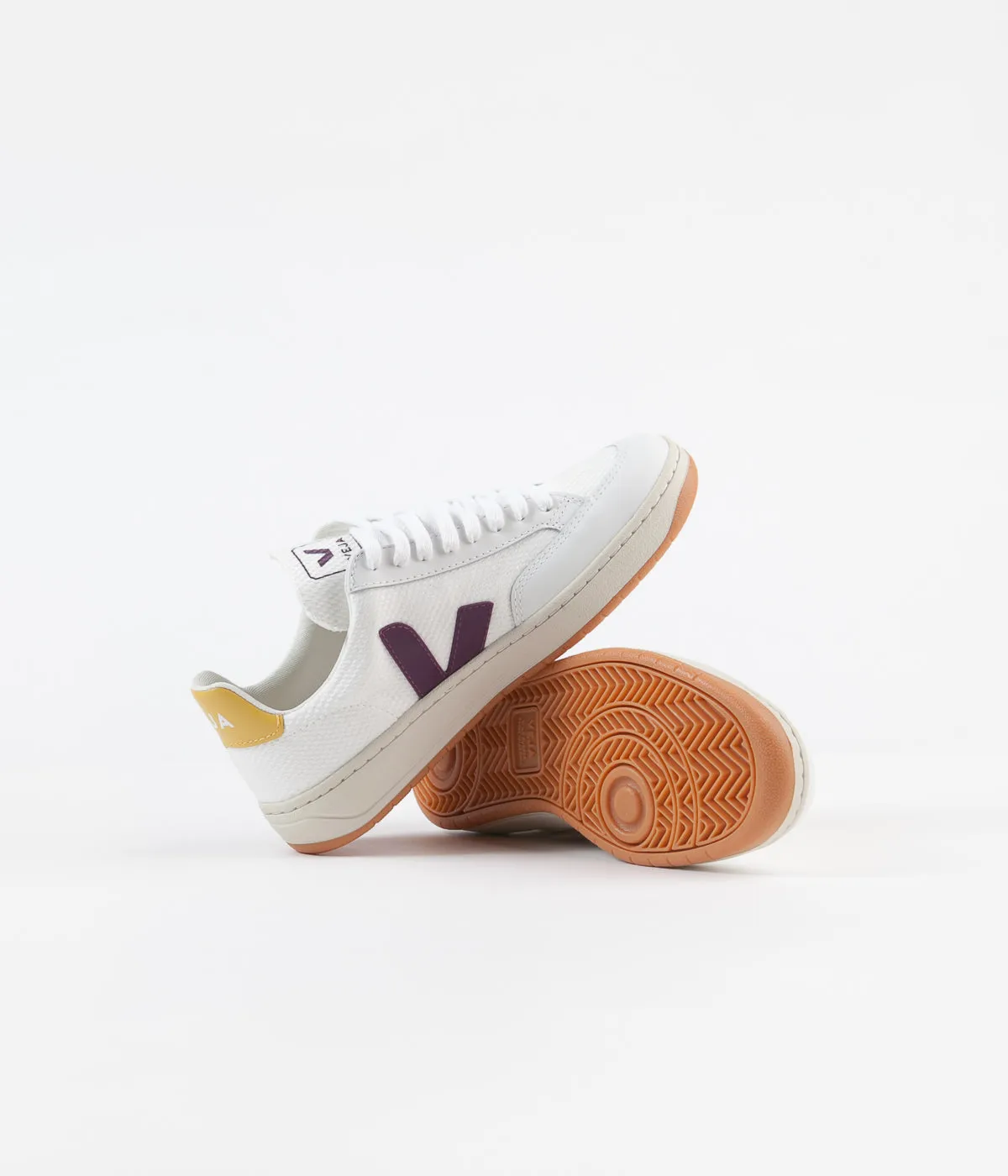 Veja Womens V-12 B-Mesh Shoes - White / Berry / Gold / Yellow