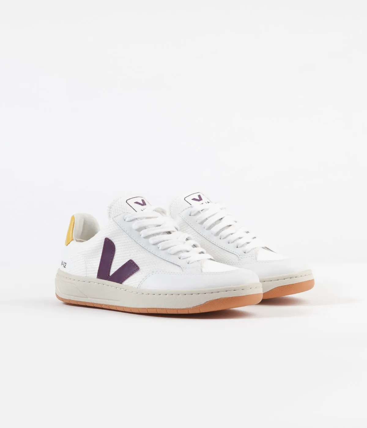 Veja Womens V-12 B-Mesh Shoes - White / Berry / Gold / Yellow