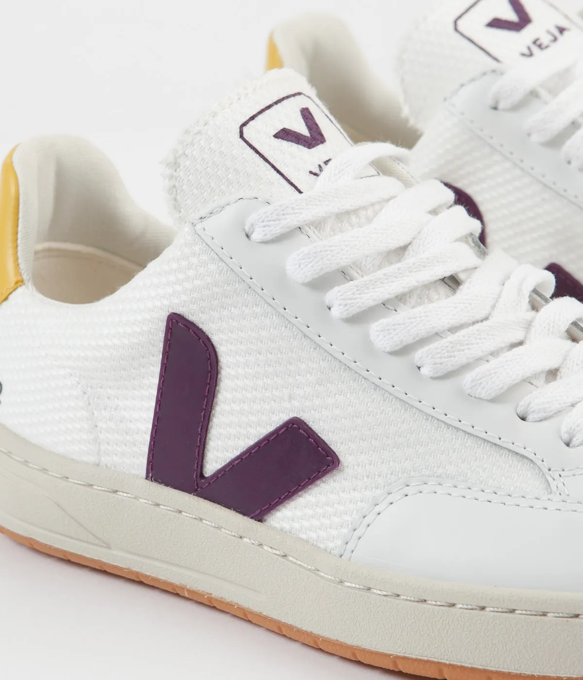 Veja Womens V-12 B-Mesh Shoes - White / Berry / Gold / Yellow