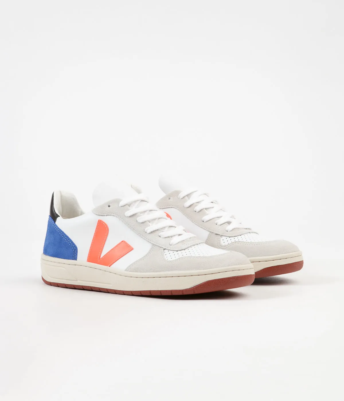 Veja x Bellerose V-10 Bastille Leather Shoes - White / Pink