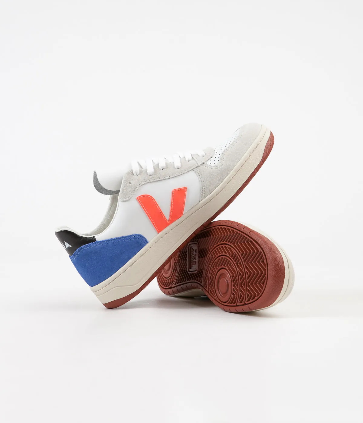 Veja x Bellerose V-10 Bastille Leather Shoes - White / Pink