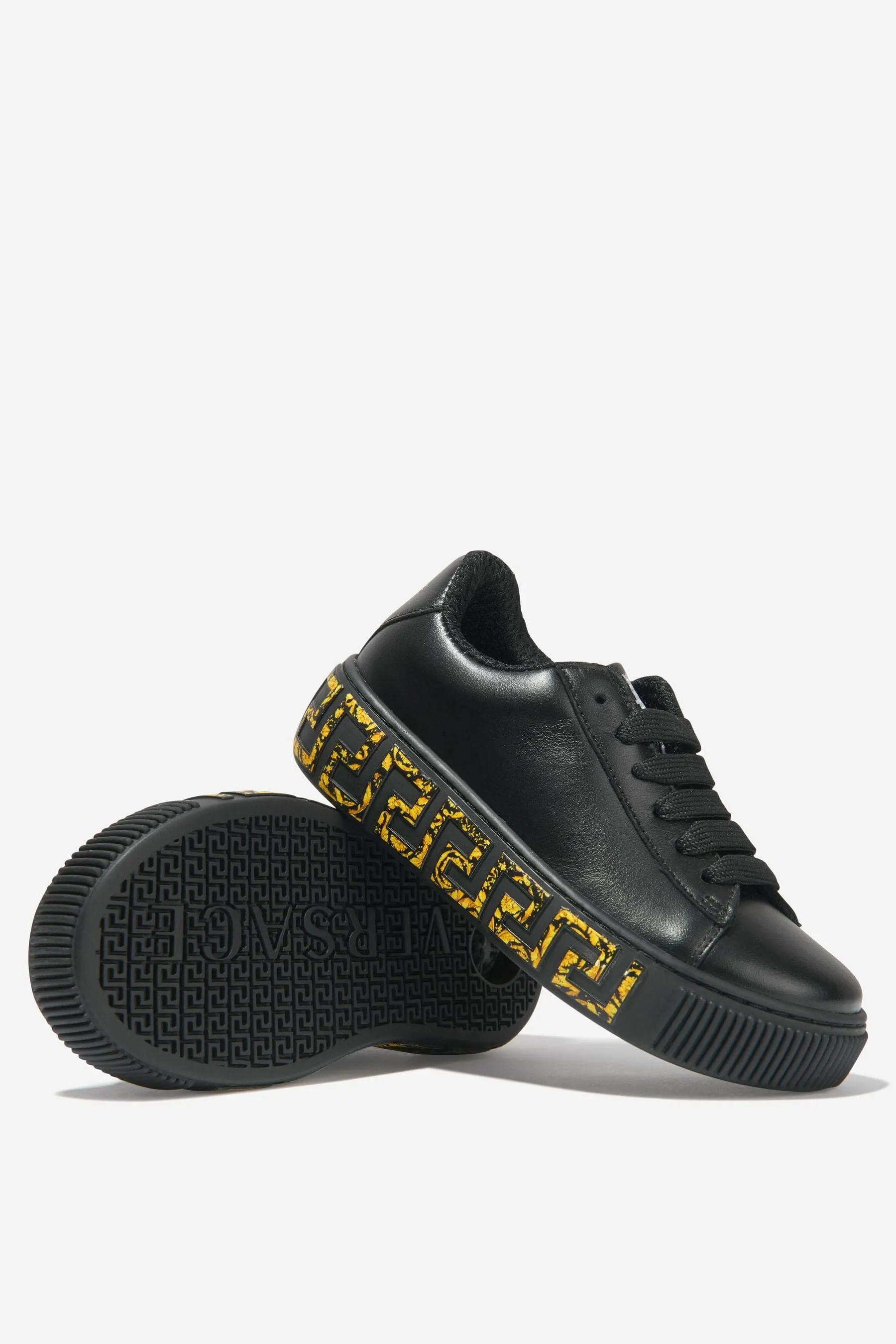 Versace Girls Leather Greca Logo Trainers