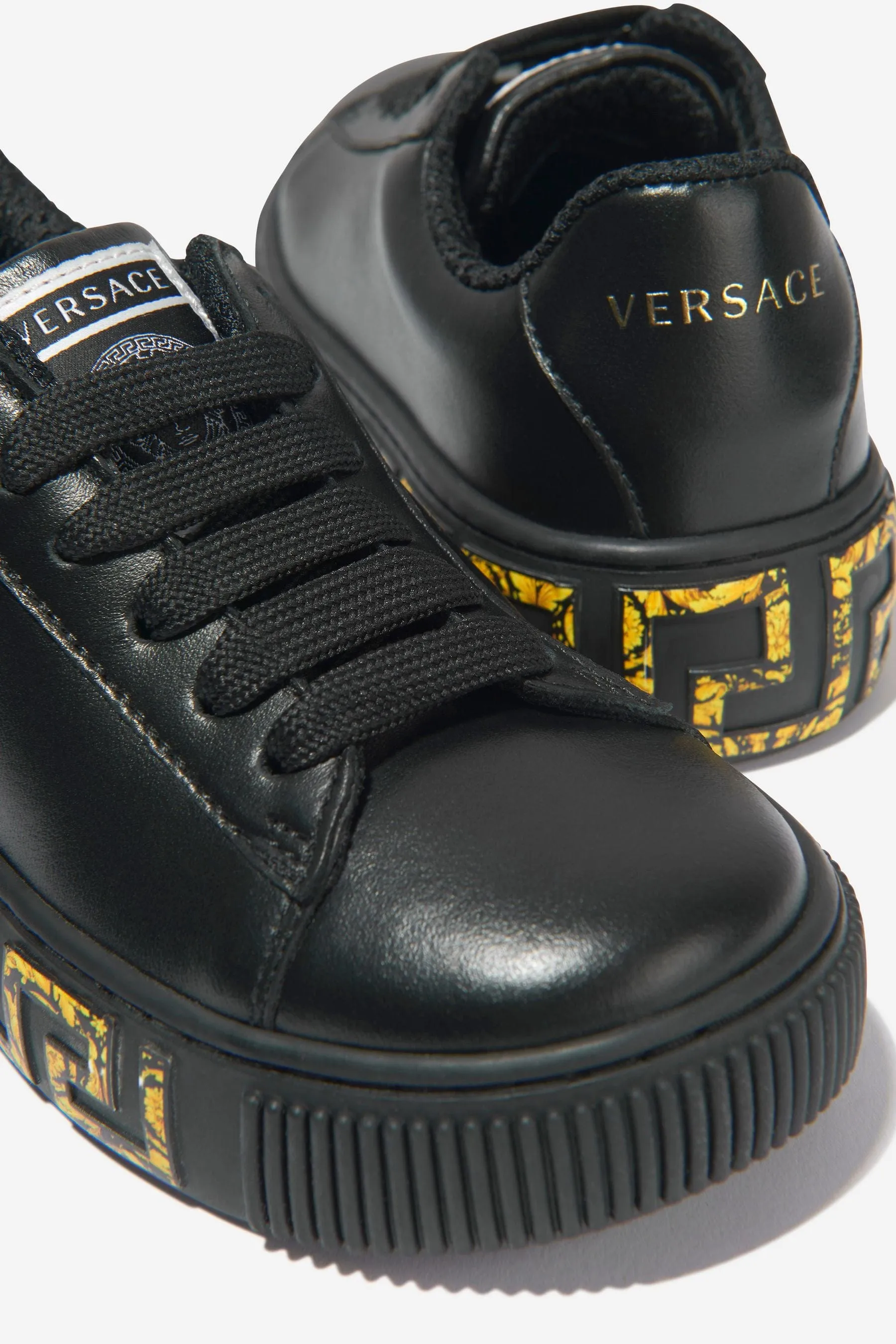 Versace Girls Leather Greca Logo Trainers