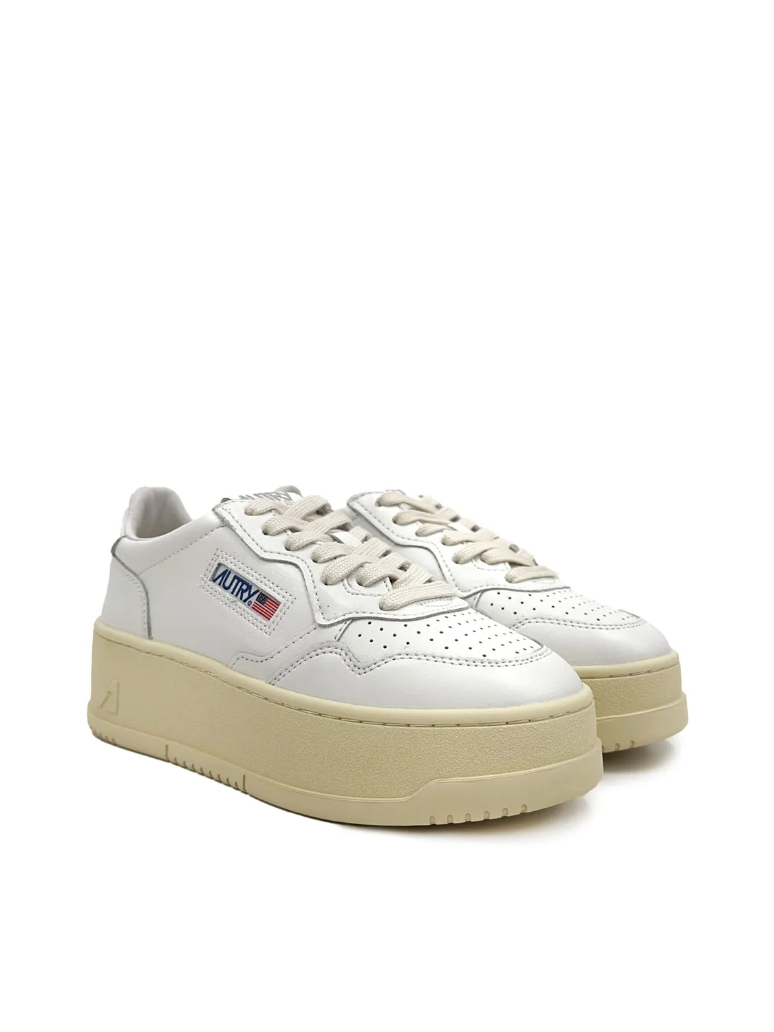 White Plateau Sneakers with Embroidery