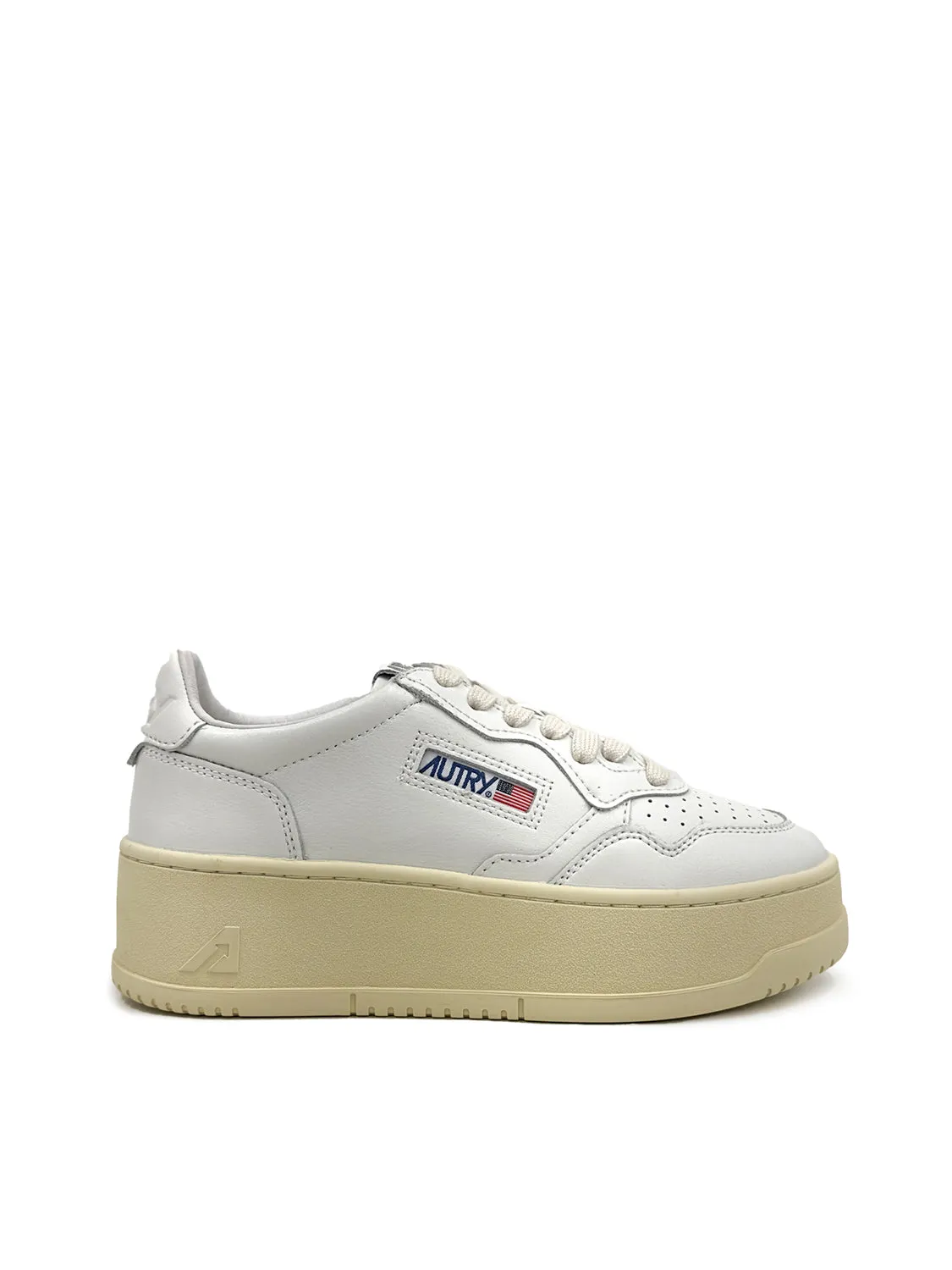 White Plateau Sneakers with Embroidery