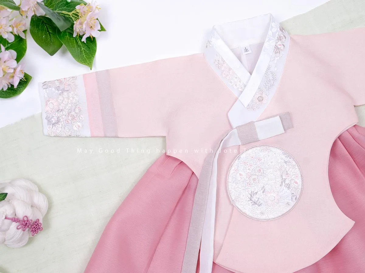 Wild Flower Baby Girl Hanbok in Light Pink & Pink