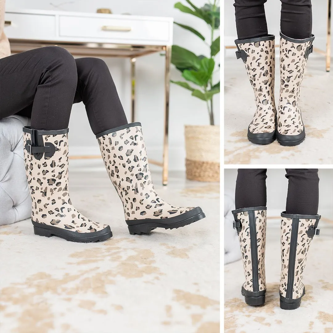 Wild Weather Brown Leopard Rainboots