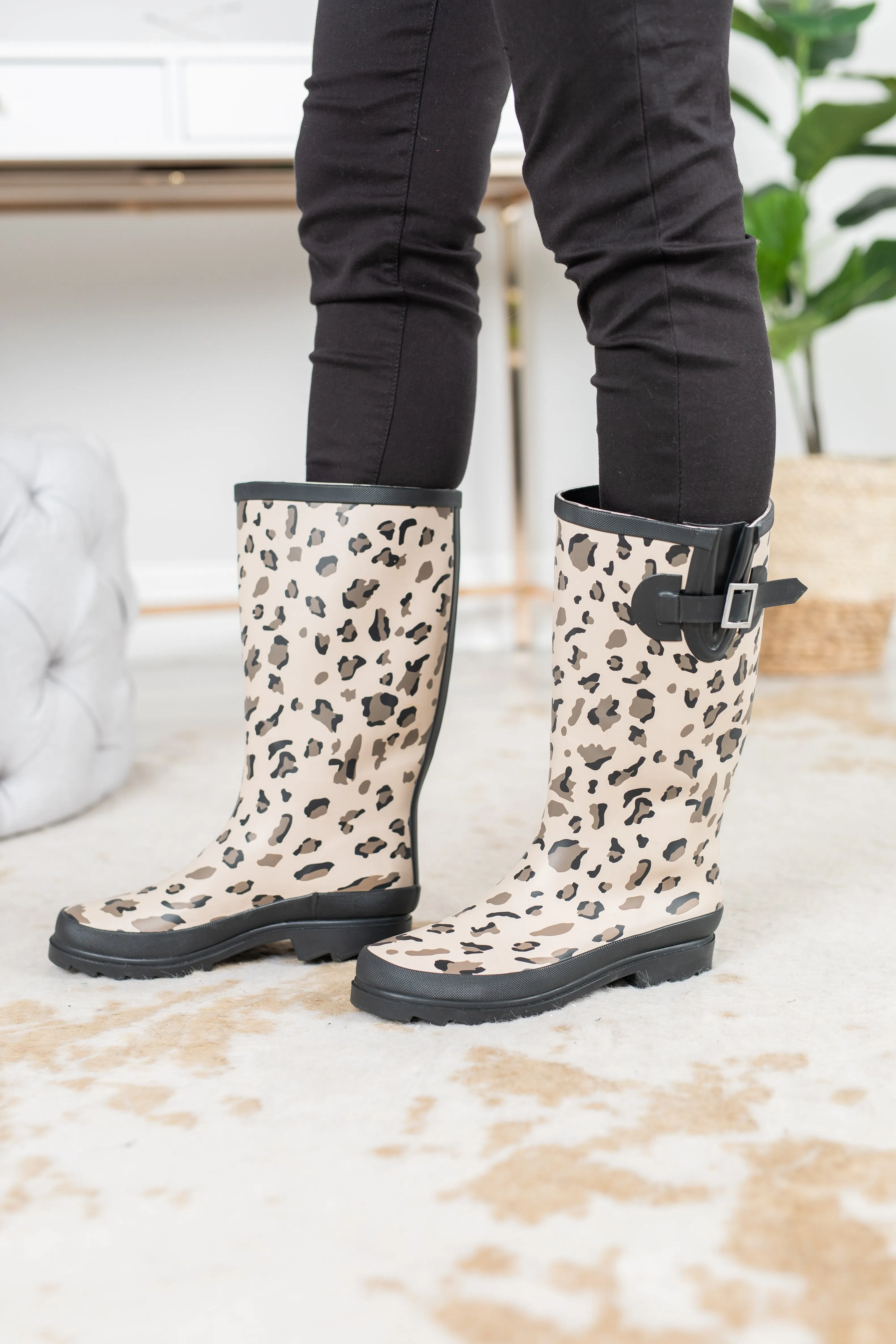 Wild Weather Brown Leopard Rainboots