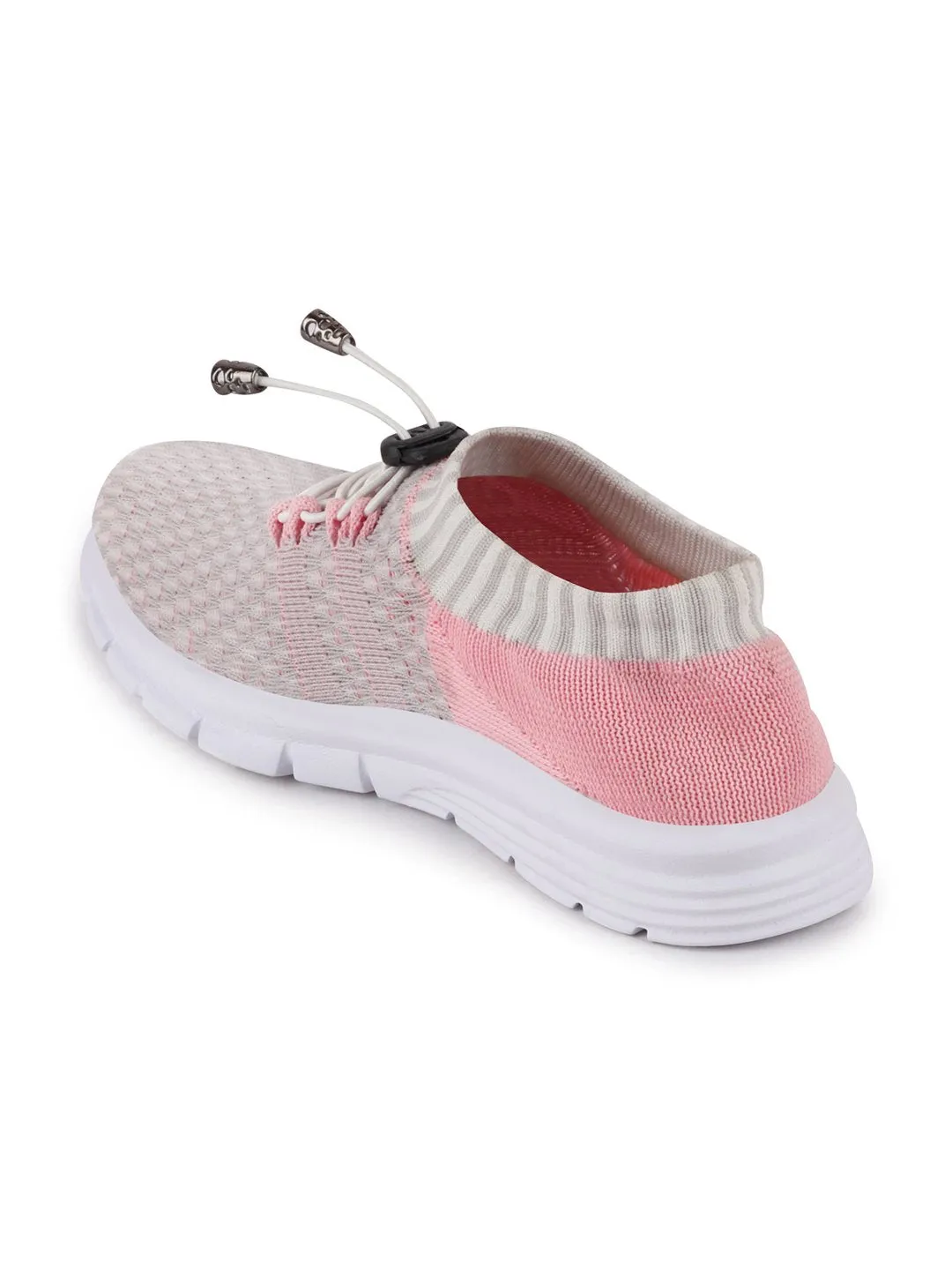 Women Grey/Pink Sports Lace-Up Outdoor Running Shoes