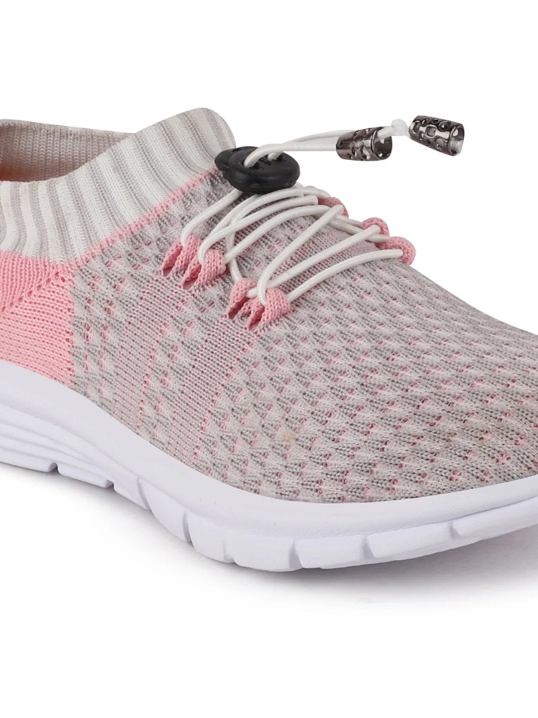 Women Grey/Pink Sports Lace-Up Outdoor Running Shoes