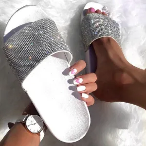 Women luxury Rhinestone Diamond Slides Slippers Shoes