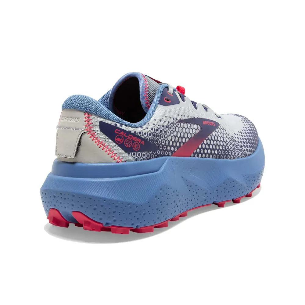 Women's Caldera 6 Trail Running Shoe - Oyster/Blissful Blue/Pink - Regular (B)