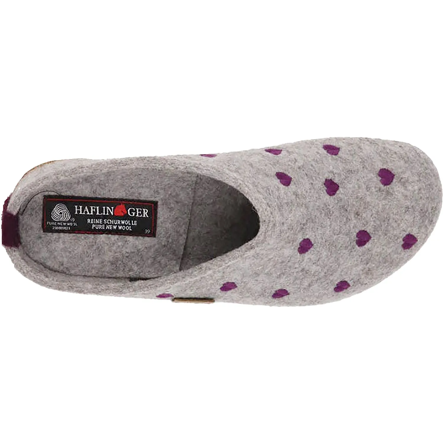 Women's Haflinger Grizzly Cuoricino Silver Grey Wool Felt