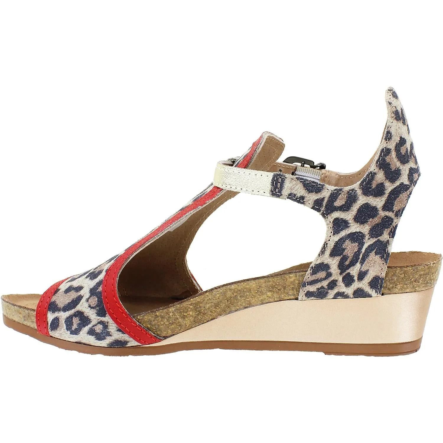 Women's Naot Fiona Cheetah/Kiss Red/Radiant Gold Suede/Leather