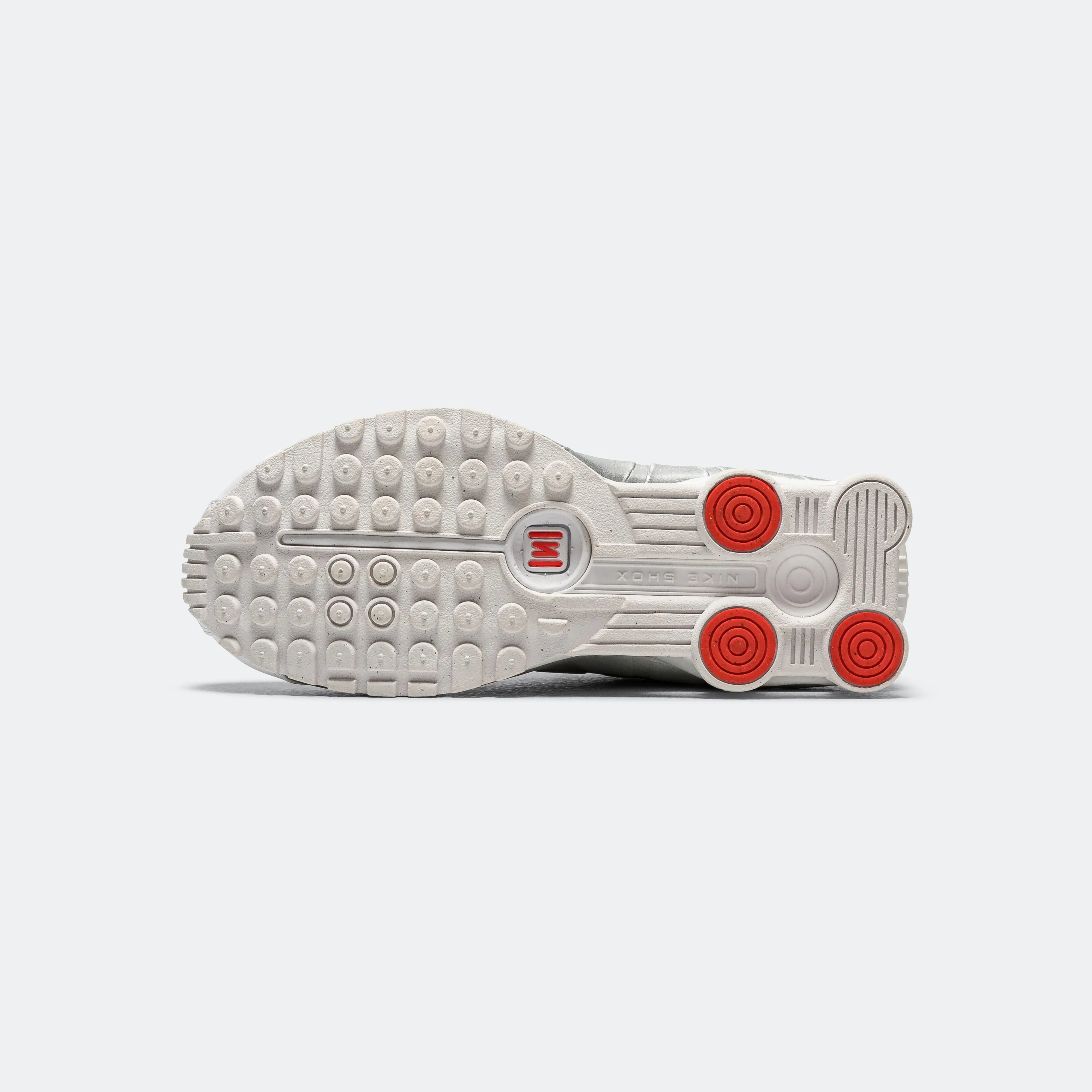 Womens Shox R4 - White/Metallic Silver-Max Orange