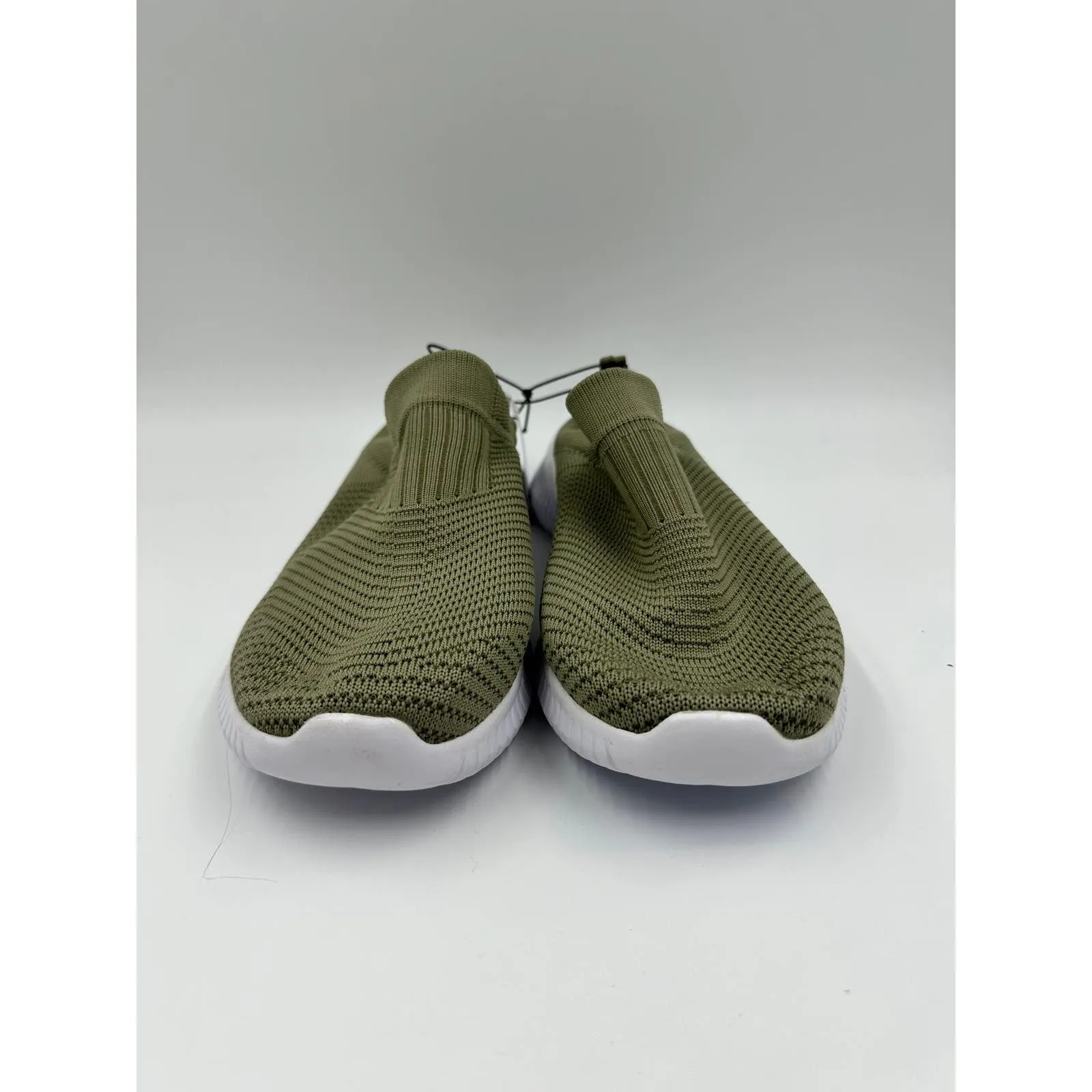 Women's Size 9, Green Knit Slip-on Casual Sneaker with White Sole