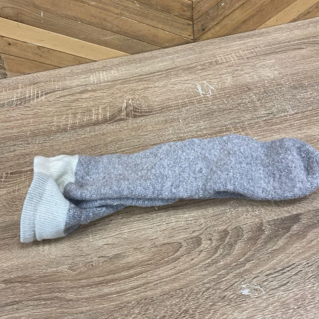 Wool Socks: Grey/White-unisex-