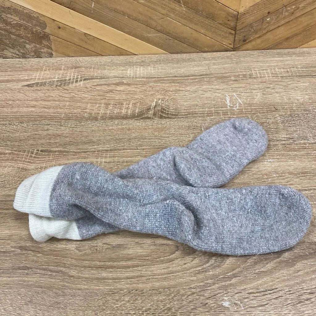 Wool Socks: Grey/White-unisex-